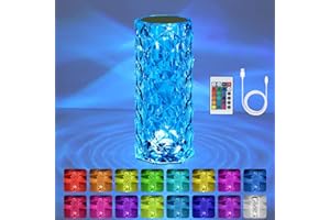 VoMii 1 Pack Crystal Table Lamp (Touch & Remote), RGB 16 Colors Changing Lamp, Rechargeable Crystal Lamp, Rose Diamond Night Light, for Bedroom/Party/Dinner/Decoration