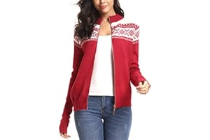 Sykooria Jersey Navideño Mujer Cálido Cárdigan de Punto con Cremallera Suéter de Punto Estampado Chaqueta de Navidad para Manga Larga Mujer Otoño Invierno