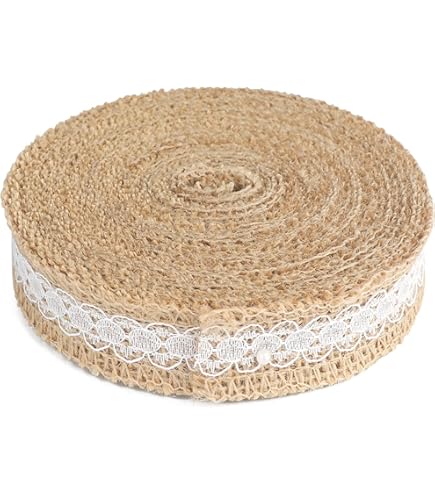 Nastro In Juta Con Pizzo Bianco | 8 Rotoli Da 2m X 4cm | Per Matrimoni, Natale, Regali, Decorazioni Rustiche