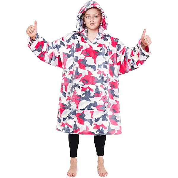 LATH.PIN Hoodiedeken, draagbaar, verlengd, oversized, trui, draagbare hoody, gezellige deken-sweatshirt met mouwen en enorme zakken voor volwassenen, uniseks, panda, One size