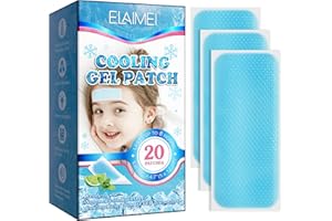 ZIXAOK 20 feuilles de patchs anti-fièvre pour enfants – Patchs gel refroidissants pour temps chaud pour adultes – Patchs anti-maux de tête Fever Cool Pads Refroidissement et soulagement de la douleur