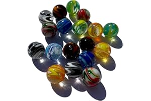 FAIRY TAIL & GLITZER FEE 18 Handgefertigt Mundgeblasen Wellenmuster Bunt 16mm Murmel Murmeln Blau Rot Gelb Rot Kugeln Bunte Glas Dekokugeln