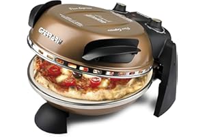 G3 Ferrari G10006 Pizza Exprimer Plaisir, Four Pizza, 1200 W, 400°C, Pierre Réfractaire (diamètre 31 cm), Minuteur 5', Livre de Recettes inclus, Cuivre
