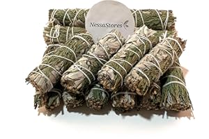 NessaStores 3 pcs California White Sage & Cedar Smudge Sticks, 4-Inch Hand Tied, All Natural, Ethically Sourced for Negative Energy Removal Home Cleansing, & Attracting Positivity JC-