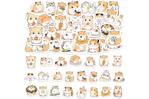 SHANFAA 46 Stücke Hamster Aufkleber,Nette Tier Aufkleber, Cartoon Hamster Scrapbook Dekoration Aufkleber für Journaling Wasserflasche Album, Telefon Fall, Laptop Colorful