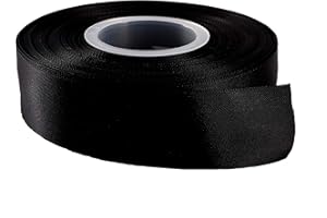 GCS LONDON 25 Meters Of Satin Wedding Party Ribbon 15mm In Multiple Colours Pack Rolls (Black)