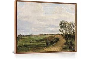 HLNIUC Landschaftsgerahmte Wanddekoration Galerie Ölgemälde Vintage Trail Bilder (20,3 x 25,4 cm) antike Leinwanddrucke ländliche Landschaft hängende Kunstdekor Natur Wandgemälde für Wohnzimmer