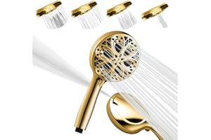 SparkPod Shower Head High Pressure and 10 Spray Settings - Luxury 5" Handheld High Power Shower Heads with High Pressure Jets - Showerhead and 10 Functions - Egyptian Gold (No Filter)