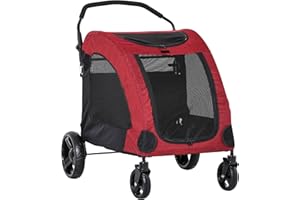 PawHut Hundebuggy Hundewagen Hundeanhänger Hundetasche Haustiere Oxford Groß Rot+Schwarz 98x82x110 cm