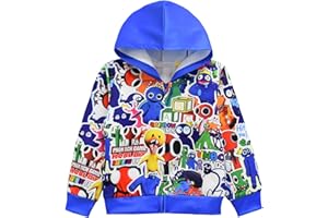 TONGQUD Rainbow Friends Hoodie For Boys Kids Zipper Cartoon Sweatshirt Fashion Jacket Cute Hooded YouTube Game Clothing
