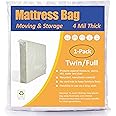 ComfortHome Mattress Bag for Moving and Storage, 4 Mil Extra Thick, Twin and Full Size, 1 Pack Clear