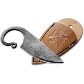 Toferner - Cuchillo De Acero Celta - Forjado A Mano Y Aspecto Vintage - Hoja Puntiaguda Ultra Afilada - Elegante Diseño Antiguo - Incluye Estuche De Cuero Auténtico