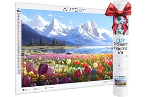 ARTDOT Tulips 5D Diamond Art Kits for Adults, Licensed Full Drill Flowers Diamond Art Kits for Home Wall Decor, Birthday Gifts for Women Mum Girl(35x50 cm)