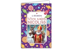 AFIE 68-1337 Carte avec Enveloppe Vive Saint Nicolas avec son âne gris 6 décembre Bonne fête des écoliers enfants sages comme des images à collectionner pour Garçons Filles Bombons - Fabriqué en France