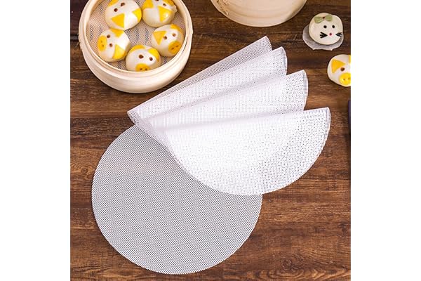 12 stycken silikondämpare matta non-stick rund, 25 cm dumplings matta | Återanvändbar silikonångkokare foder ångkokare inlägg underlag nät för ångade bullar, dumpls, bakverk