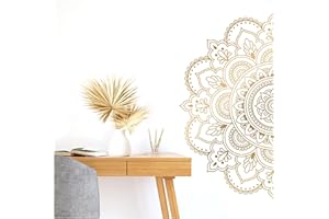 Grandora W5590 - Sticker mural décoratif pour salon - Motif mandala - Doré - 75 x 38 cm (l x H) - Style bohème - Couloir - Yoga