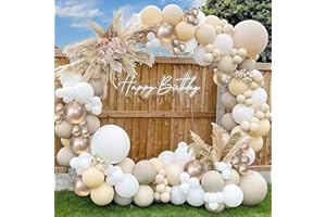 YAOYIN Luftballons Geburtstag Girlande, 120 Stück Beige Ballonbogen Girlande Kit, Beige Weißgold Luftballon Girlande für Boho Hochzeit, Geburtstagsdeko, Babyparty, Geschlecht Reveal Party Dekoration