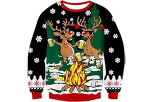 NEWISTAR Pullover Herren Damen Weihnachtspullover 3D Druck Strickpullover Lustig Weihnachtspulli Ugly Jumper Xmas Sweater