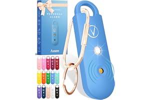 Vantamo Personal Alarm for Women - Extra Loud Double Speakers, First with Low Battery Notice with Strobe Light, Rechargeable - Safety Alarm Keychain (Azure)