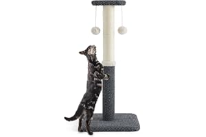 LE SURE Lesure Cat Scratching Post for Indoor Cats - 74cm Highly Resistant Carpet Scratch Poles, Premium Sisal Rope Scratch Posts Tall with Hanging Ball for Kitten and Adult Cats, Grey