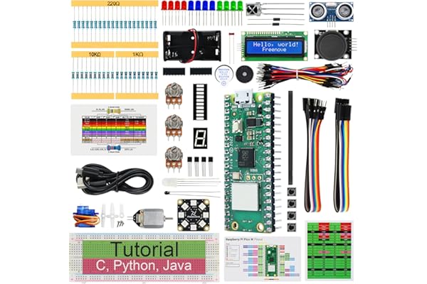 Freenove Super Starter Kit for Raspberry Pi Pico W (Included), Dual-Core Arm Cortex-M0+ Microcontroller, 588-Page Detailed Tutorial, 177 Items, 94 Projects, Python C Java Code