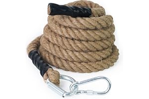 Aoneky Corde à Grimper avec Mousqueton 30mm/40mm/ 50mm, 3M-9M - Corde de Bataille Power Training - Corde pour l'Entraînement Musculaire, Formation de Force