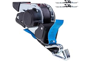 INTAKO Cinchas de Amarre Automáticas con Trinquete y Ganchos en S - Pack de 2, 600kg 25mm 3m - Auto-retráctiles para Seguridad en Transporte