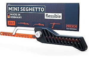 Presch Mini Seghetto per Metallo flessibile 300mm - Seghetto a mano 3 in 1 con lama per metallo - Impugnatura regolabile con lama per metallo - Piccola sega per ferro