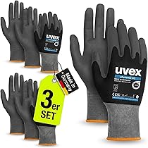 Uvex Bamboo TwinFlex D xg, 1 paar - Snijbestendige en griphandschoen voor droge en vochtige/olieachtige gebieden - duurzaam en robuust - groen, zwart - maat 09/L