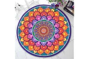 LILISHANGPU, Pilates Cuscino Yoga Meditazione Modello di stampa 3D Tappeto for la casa all'aperto, pieghevole antiscivolo for il cuscino di meditazione presso la vita di meditazione vivente, 60cm