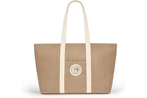 KALIDI FANCY FOREST KALIDI Corduroy Large Tote Bag for Women Contrast Color Women's Hobos & Shoulder Bags with Compartments Women's Totes Handbag for School,Work,College,Travel