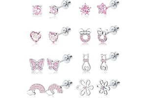 YADOCA 8 Paires Boucles d'Oreilles Hypoallergéniques pour Femmes Filles Acier Inoxydable 316L CZ Coeur Vis Dos Boucles d'Oreilles Fleur Multicolore Papillon Boucles d'Oreilles Ensemble