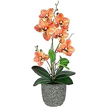 OUSIKA Bellissime orchidee Fiori artificiali Fiori artificiali con vaso Orchidea Phalaenopsis bianca PU Fiore finto in vaso Fiore