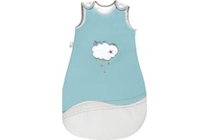 P'tit Basile - Petite Gigoteuse Bébé Naissance - Coton Certifié Bio - Turbulette brodée dans Les Nuages Mixte 0-6 Mois, de 50 à 65 cm - Douillette Toutes Saisons