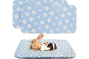 Scenereal 2 Pack Small Animal Bed Mat, Guinea Pig Fleece Cage Liners with Cute Star Pattern, Soft & Warm Pet Bedding Sleeping Pad for Bunny, Rat, Hedgehog, Sugar Glider, Chinchilla