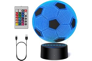 TECKNET Football Gifts for Boys,Football Lamp for Kids Girls,3D Night Light with 16 Colour Adjustable Remote Control,6 7 8 9 10 Year Old Boy Birthday Gifts