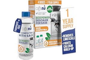 CAFFENU Sage Compatible Descaling Solution. 400ml Descaler Compatible with All Sage and Breville Coffee Machines. Removes Limescale and Provides Hotter Coffee. 4 Uses.