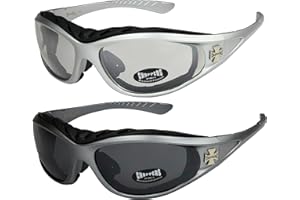 X-CRUZE Choppers 911 Lot de 2 paires de lunettes de soleil avec rembourrage dans les couleurs noir, anthracite, argent et blanc