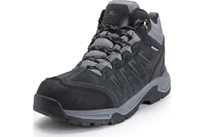 OUTJET Men's Waterproof Hiking Boots Lightweight Comfortable Leather Mid Ankle Outdoor Trekking Boot