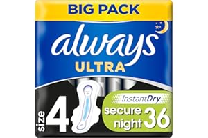 PROCTER & GAMBLE Always Ultra Secure Night (T4) Serviettes Hygiéniques Ailettes x18 - lot de 2