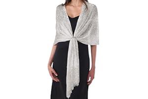 DiaryLook Stola scialle donna mantella elegante, coprispalle argento, stola oro elegante foulard con frange vintage disponibile In diversi colori per Matrimoni Cerimonia Sposa Festa