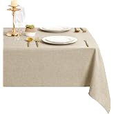 DWCN Linen Tablecloth Beige Linen Look Stain Resistant Washable Waterproof Table Cloth for Dining Room Garden Party Wedding H