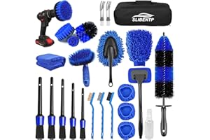 26Pcs Lot de Brosse Nettoyage Voiture,Pinceau Detailing Auto,kit de détail de voiture,Kit de Brosse Nettoyage Voiture Interieur Exterieur,Brosse Nettoyage Perceuse Électrique,Brosse de Jante Voiture