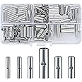 woshilaoDS 120 Pcs Non-Insulated Butt Connectors, Non-Insulated Seamless Butt Splice Connectors, Uninsulated Crimp Butt Splice Connector Tube Terminals Wire Ferrules 22-16 AWG