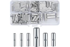WOSHILAODS 120 Pz Connettori di Testa Non Isolati, 16-22 AWG Kit Connettori Capicorda Elettrici, Terminali a Crimpare Kit per Conduttori Senza Filo Non Isolati