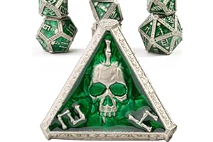 WILLMOVE Mystery Skull DND zestaw kości do lochów i smoków, Cthulhu DCC unikalne magiczne RPG gry fabularne akcesoria, unikalne prezenty, metalowe kości cynkowe, prezent, zielony mikstura