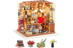 Robotime Biblioteka domek dla lalek "zrób to sam", drewniany zestaw do majsterkowania, miniaturowy dom, model do montażu, prezent dla dorosłych i dzieci