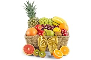 Luxury Fruit Hamper - Classic Large Healthy Food Bowl with Pineapple, Grapes, Kiwi, Oranges - Seasonal Fresh Fruit Gift Basket for Families, Celebrations, from Regency Hampers