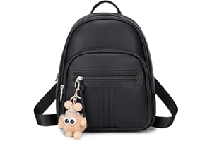 BAGOK Mini Rucksack Damen Klein – Eleganter Kunstleder Rucksack mit Steppoptik, Plüschanhänger & Quaste – Für Frauen & Mädchen im Alltag & auf Reisen