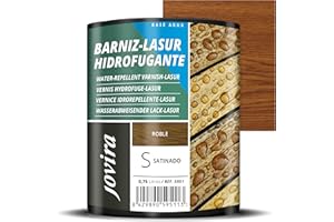 JOVIRA PINTURAS BARNIZ-LASUR Hidrofugante Protector Satinado al Agua. Protege, decora y embellece todo tipo de madera con efecto perlado. (750 Mililitros, Roble) E-35